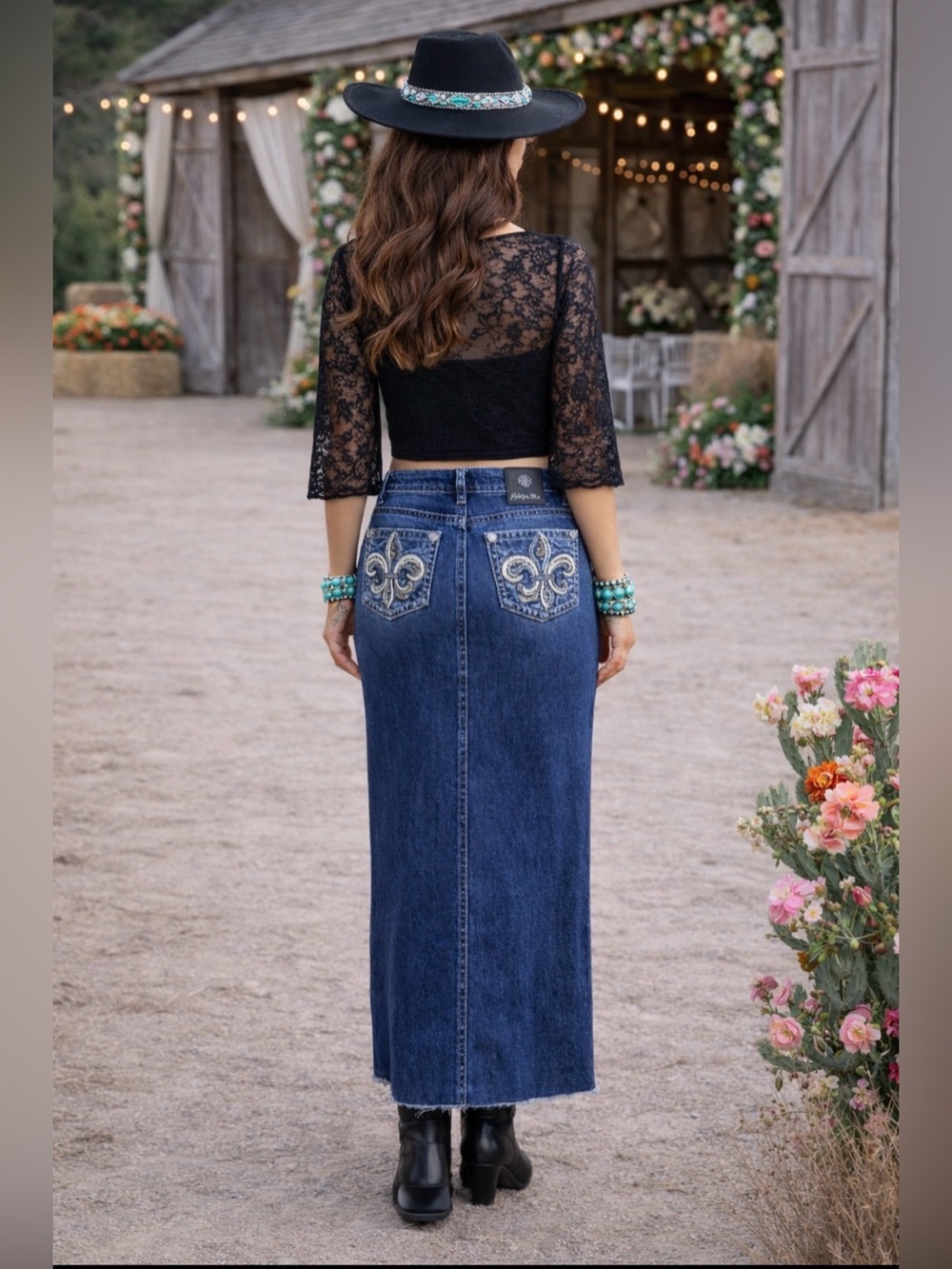 Miss Me Dark Blue Denim Maxi Skirt - Picture 4 of 10